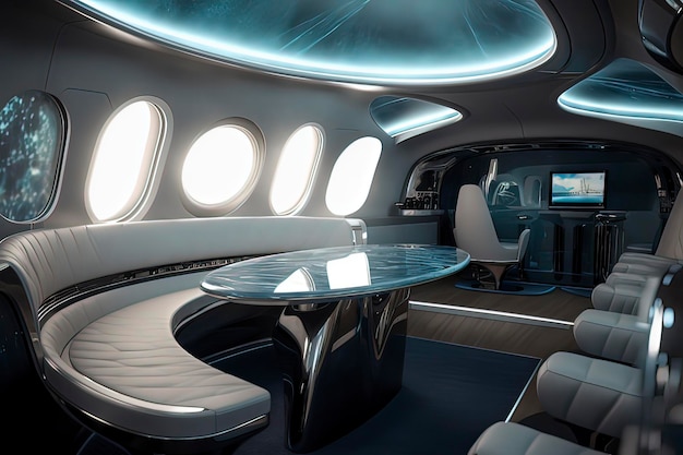 Future Private Aircraft Luxury Cabin AI technology generated image