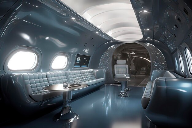 Future Private Aircraft Luxury Cabin AI technology generated image