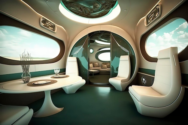 Future Private Aircraft Luxury Cabin AI technology generated image