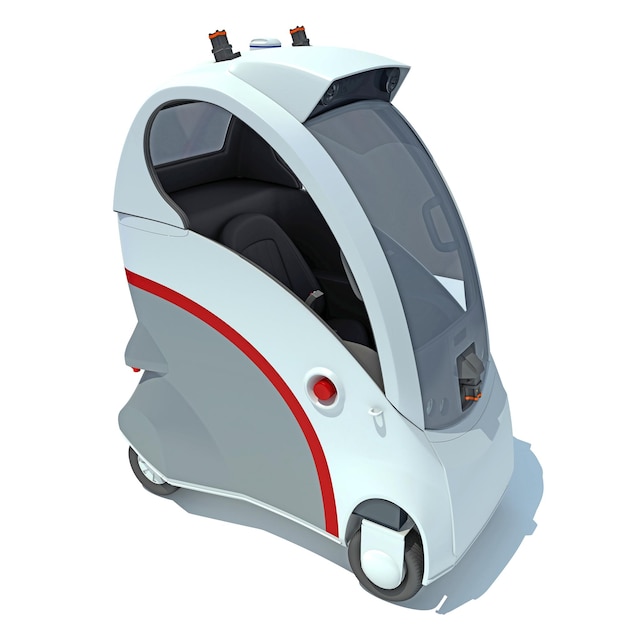 Future Robot Car 3D-weergave op witte achtergrond