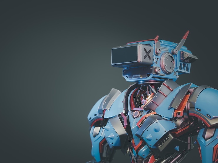 Photo future robot with metaverse digital cyber world technology.3d rendering