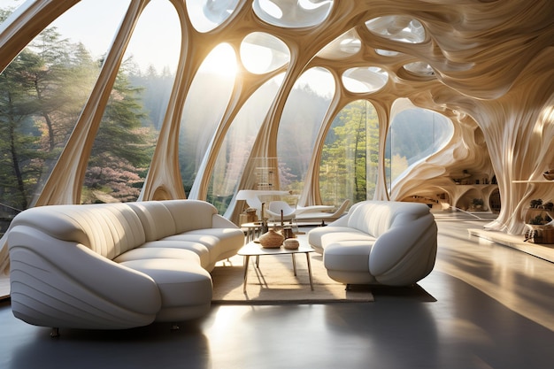 미래의 방 디자인 현대적인 레이아웃 현대화된 주택 침실 대체 모양 및 구조 기하학 추상 미래 주택 레이아웃 단순성 독창성 미니멀리즘 정교함