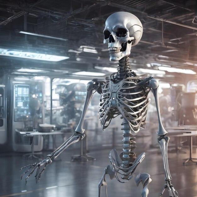 Photo future skeleton alien skeleton background