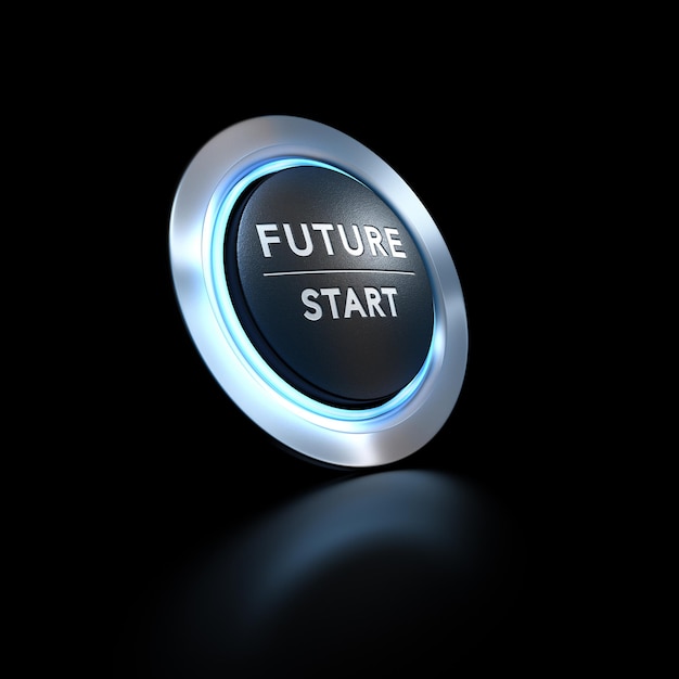 Future start over black background Concept of life change or strategic vision