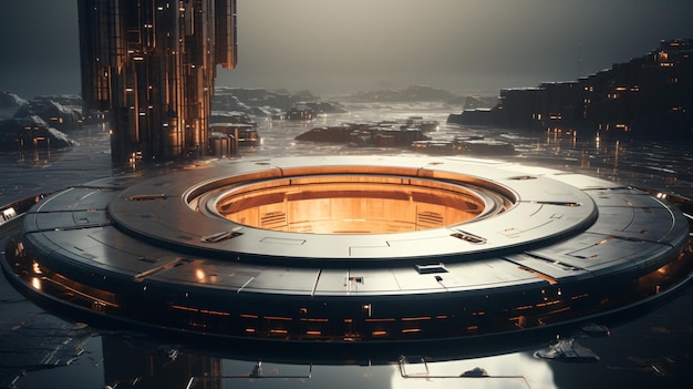 Future Technology Cyberpunk Spacecraft Space Stage