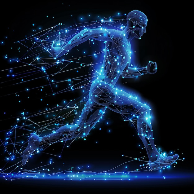 future technology element particle runner concept illustration