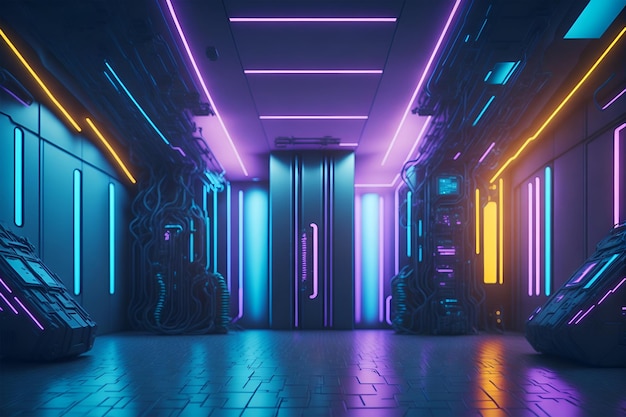 Future Technology sci fi room background