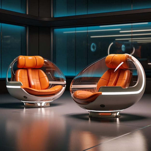 Foto sedie futuristiche nella stanza.