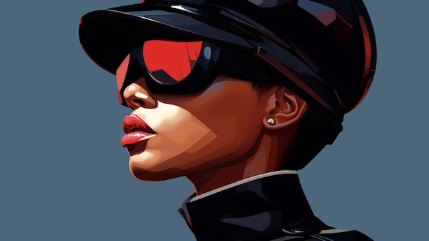 Photo futurism manager soldier hyperrealistic digital illustration of rihannainspired black woman