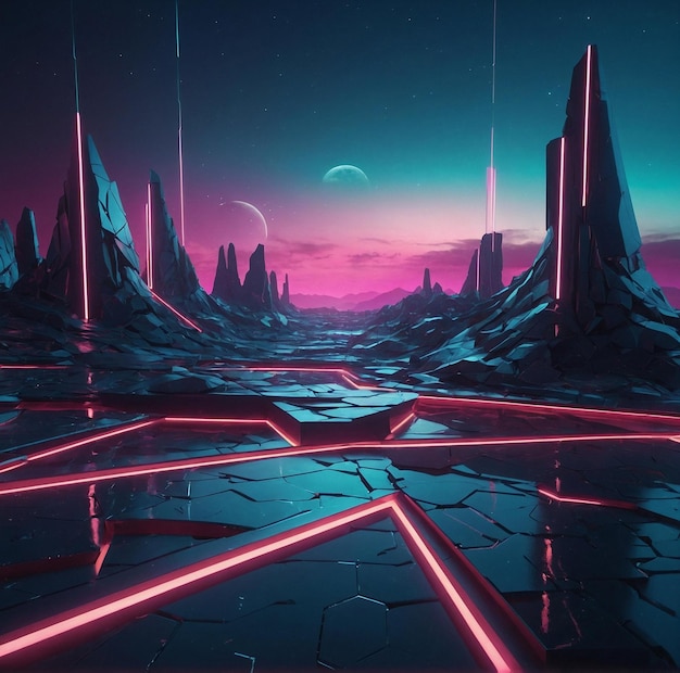 Futuristic 3D Abstract Landscape