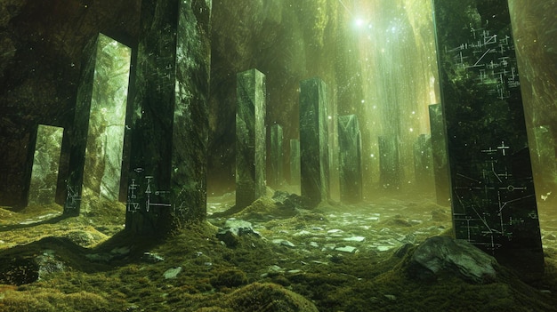 Futuristic 3d cavernous landscape background