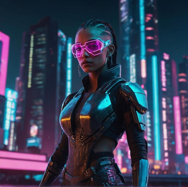 Photo futuristic 3d character in cyberpunk style