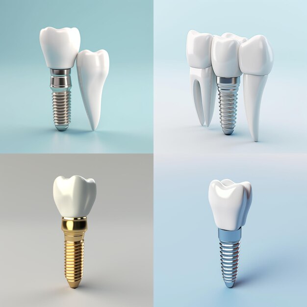 Photo futuristic 3d dental implant illustration a modern and minimalistic home page with clean dental bac