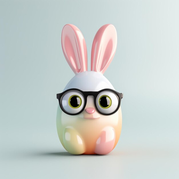 Futuristic 3d illustration of a bunny with glasses