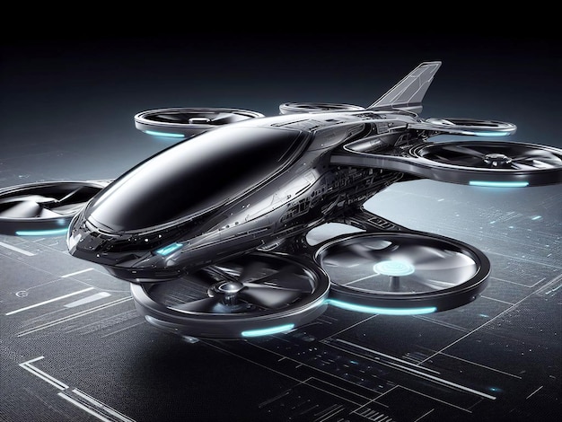 Photo a futuristic 3d model of a flying car by ai generated