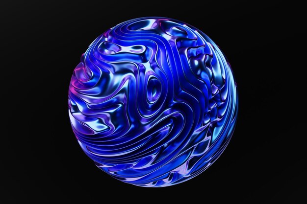 Futuristic 3d rendering purple abstract ball color gradient spherical glass orb