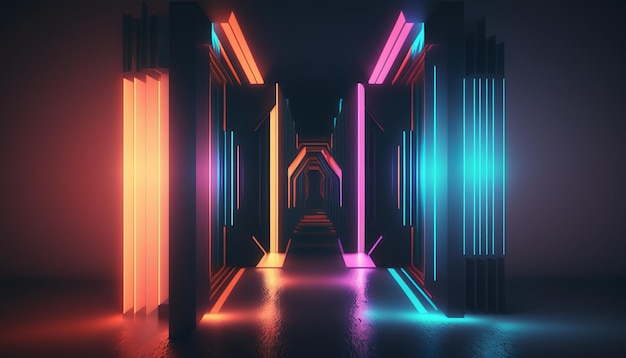 Futuristic Abstract 3D Rendering Wallpaper AI generative