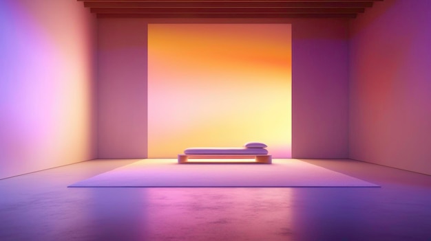 AI によって生成された部屋のネオン光を持つ未来的で抽象的なアート コンセプト