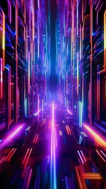 Futuristic abstract background Neonpunk social media stories Phone wallpaper