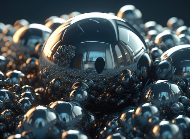 Futuristic abstract spheres geometric background created with Generative AI technology