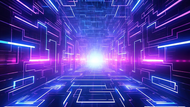 Futuristic abstract tunnel background 3 d illustration 3 d rendering Generative AI AI Generated