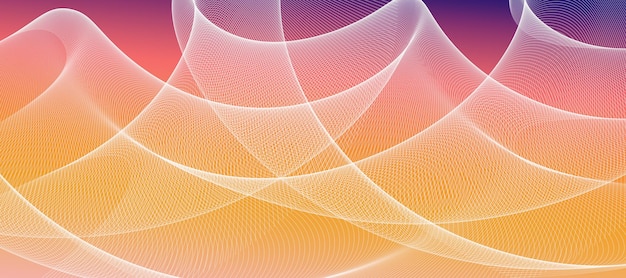 Futuristic abstract wavy spiral light texture on the color gradient background illustration for design with modern technology widescreen wallpaper for computer monitor