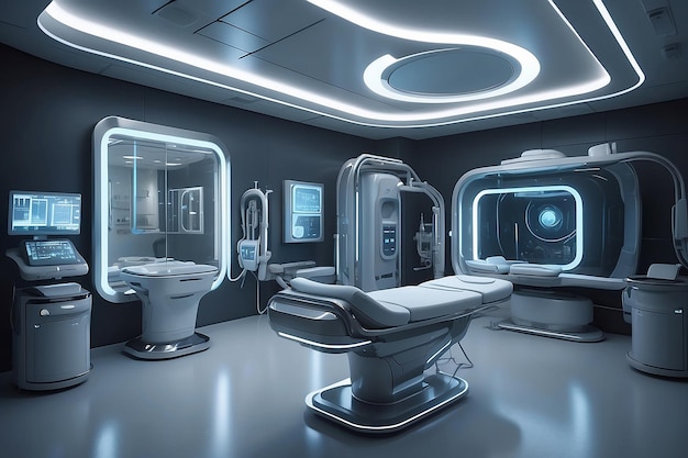 Futuristic Advanced medical technology Futuristic clinic hospital bed