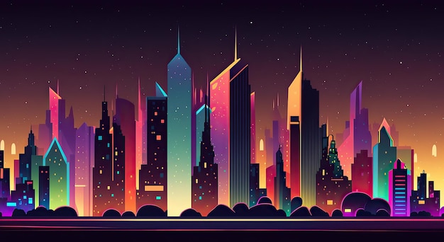 Futuristic advanced technology cityscape background neon lights Cyberpunk future scifi city Skyline