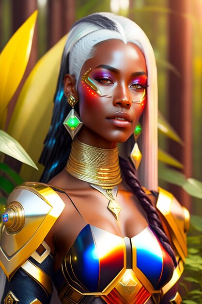 Futuristic African tribe woman