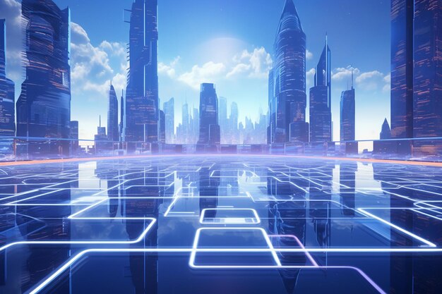 Futuristic ai cityscape with holographic interface 00063 00