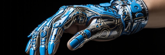 Futuristic AI Robotic Hand and HumanLike Robot in Technology Development and Science Connection