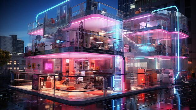 Futuristic AIPowered Real Estate Concept in Neon