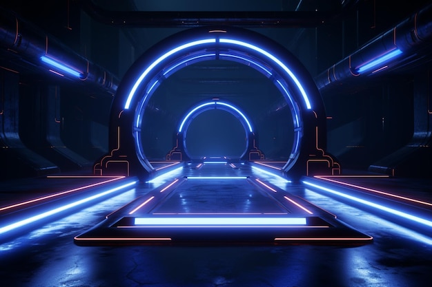 Futuristic ambience emerges within a void 3D illustration creating scifi intrigue