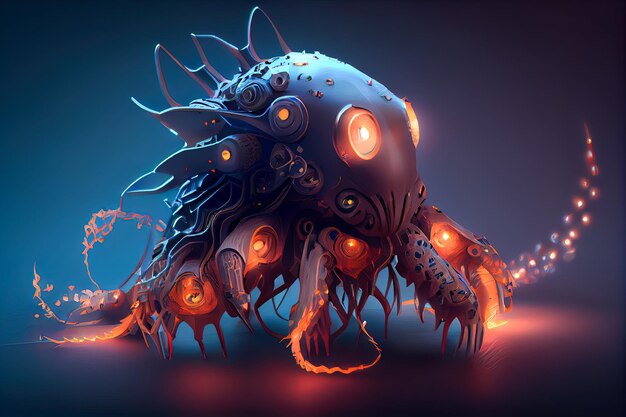 Futuristic animal kraken with glowing limbs Generative AI Generative AI