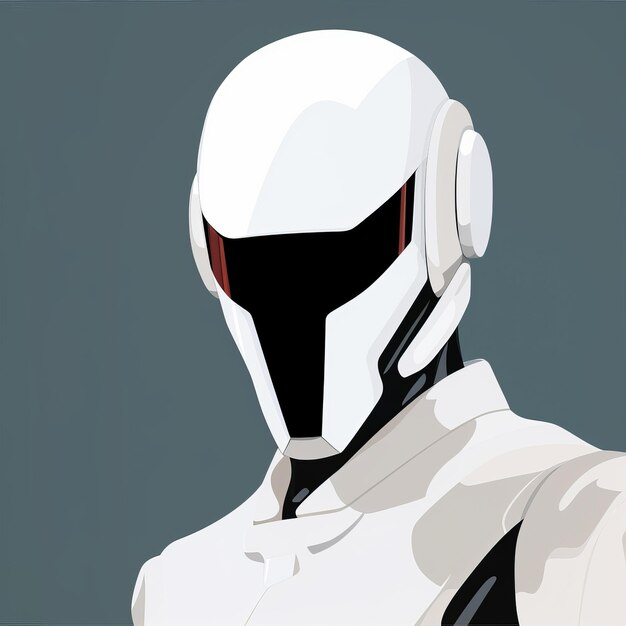futuristic anime art minimalist marvin the paranoid android soldier