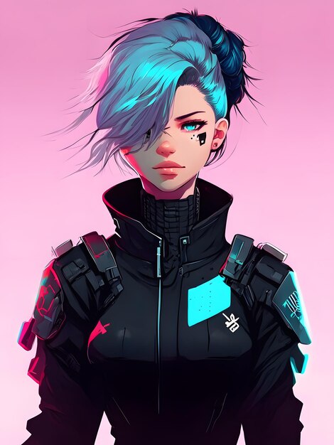 Anime Manga Beautiful Girl Futuristic Cyberpunk Stock Vector (Royalty Free)  2320936431