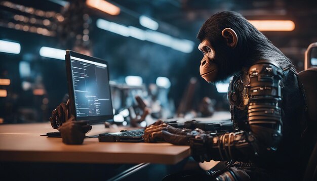 A futuristic anthropomorphic ape hacker