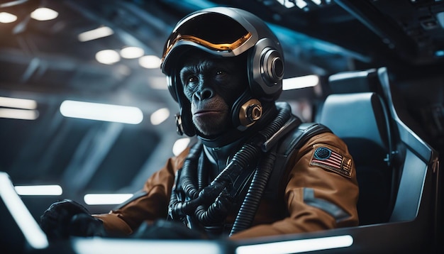 A futuristic anthropomorphic ape pilot