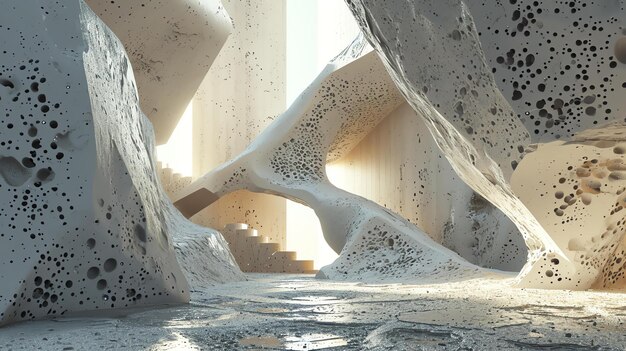 Photo futuristic architecture 3d rendering abstract gypsum interior parametric design