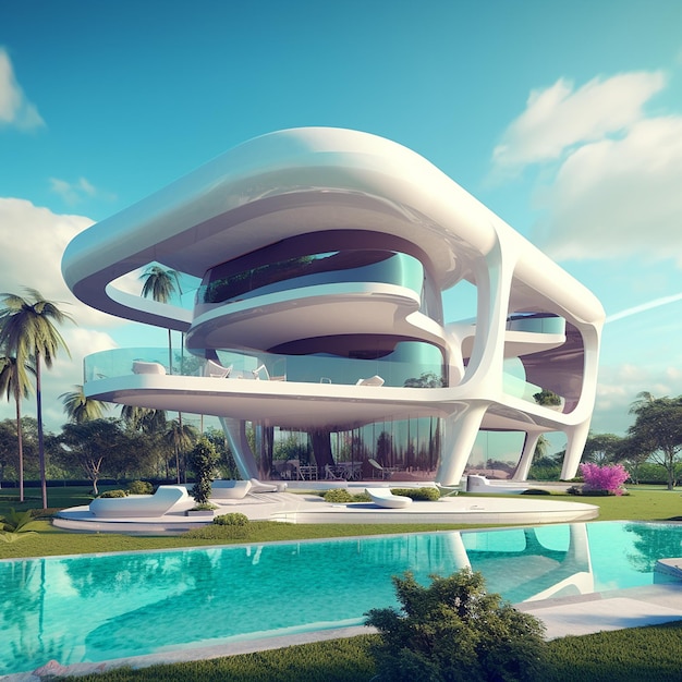 Futuristic architecture villas amazing architecture house organic architecture house picture AI Generated Art