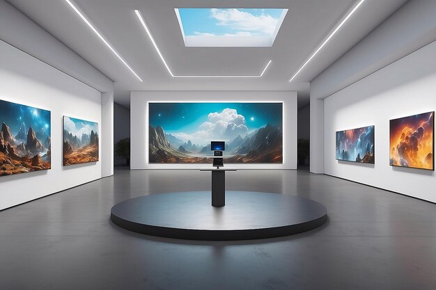 Futuristic Art Auction Virtual Reality Gallery Mockup with Bidding and RealTime Updates