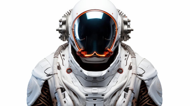 Futuristic Astronaut Suit with Neon Accents on White Background