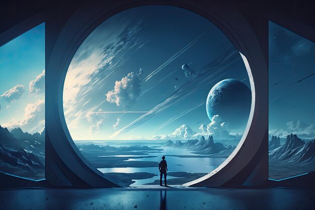 Futuristic backdrop of the horizon