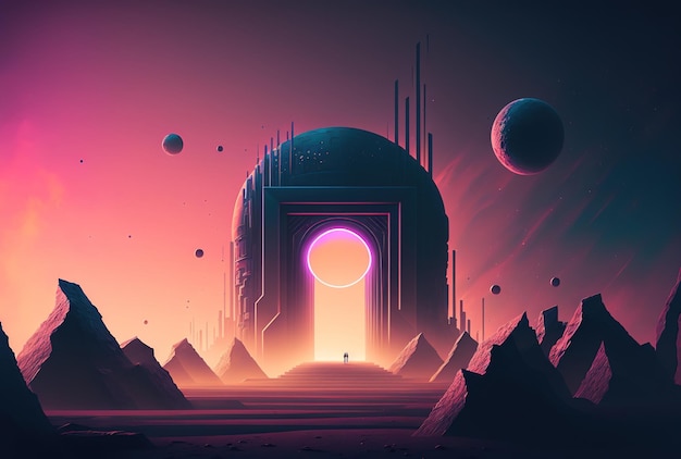 Futuristic backdrop with a gradient