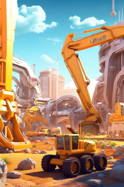 A futuristic background to a construction site