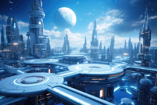 Futuristic background future city space background