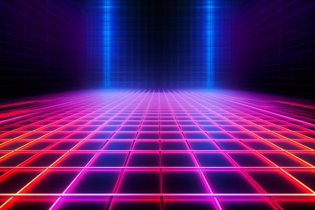 Photo futuristic background in retro style digital grid landscape of the s background for party