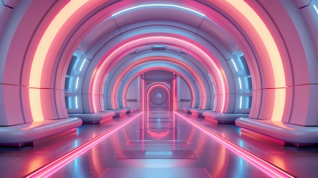 Photo a futuristic background scifi modern future interior is rendered in 3d