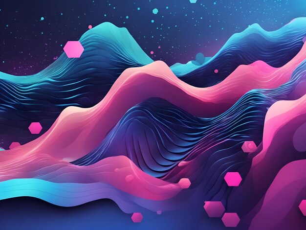 Futuristic background with a blue and pink wave