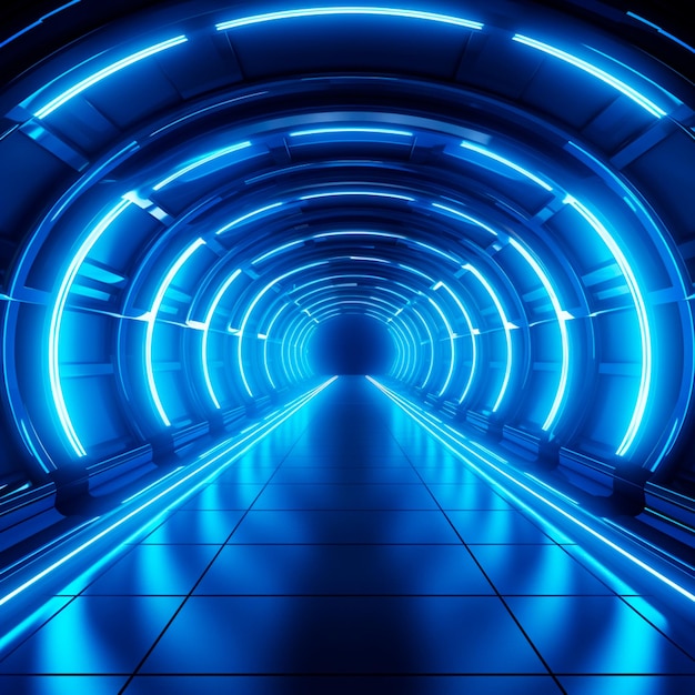 futuristic background with a large neon tunnel in the style of unreal engine